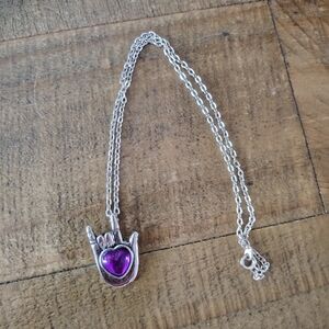 Silver Necklace with Purple Heart Pendant